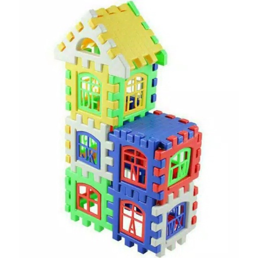 Mainan Anak Edukasi Blok rumah Puzzle rumah funny block JM 8211 Plastik  SNI New Edition