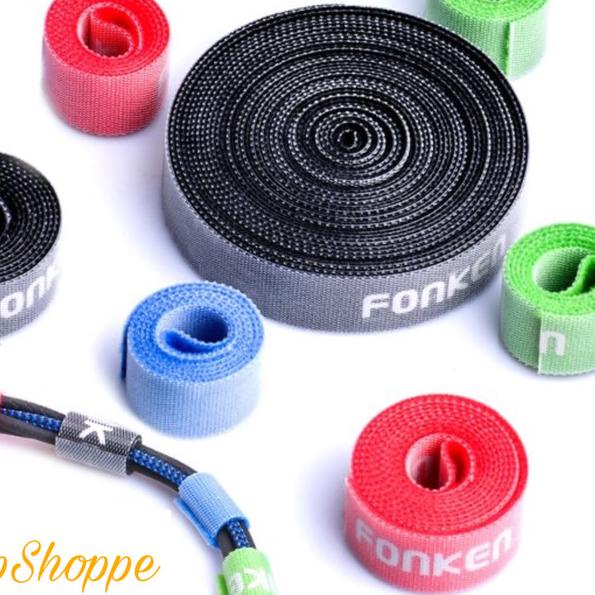 

✽ FONKEN Velcro Strap Cable Tie Winder Organizer Original 1m 2m 3m 5m - 3M, BLACK ☟