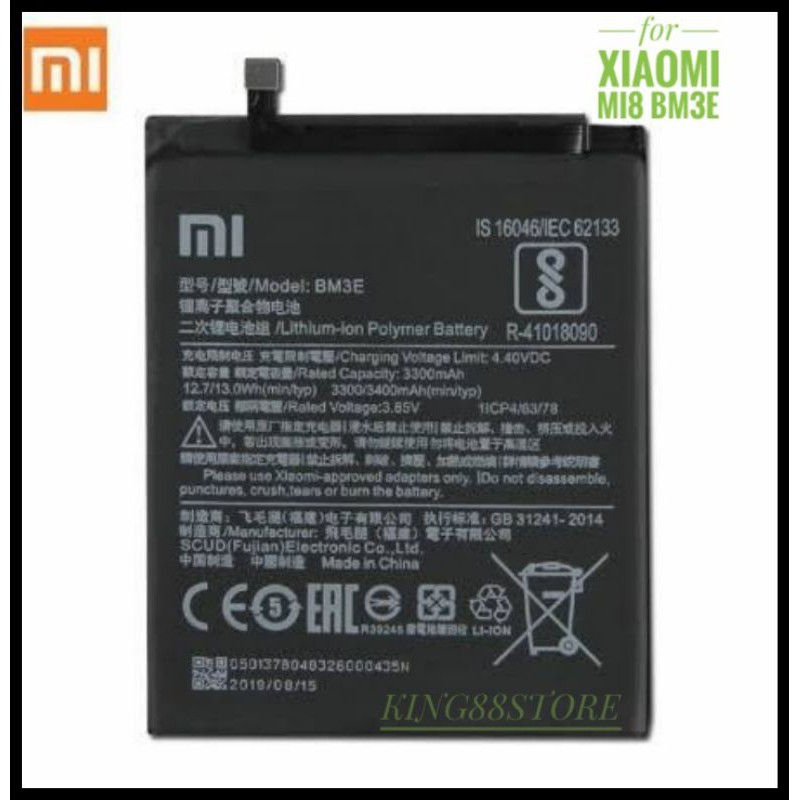 BATTERY BATTERAI BATRE ORIGINAL XIAOMI MI8 BM3E