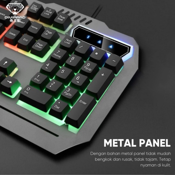 Divipard Keyboard Plus Mouse Gaming GMK-70 Kabel USB 2.0 LED Light