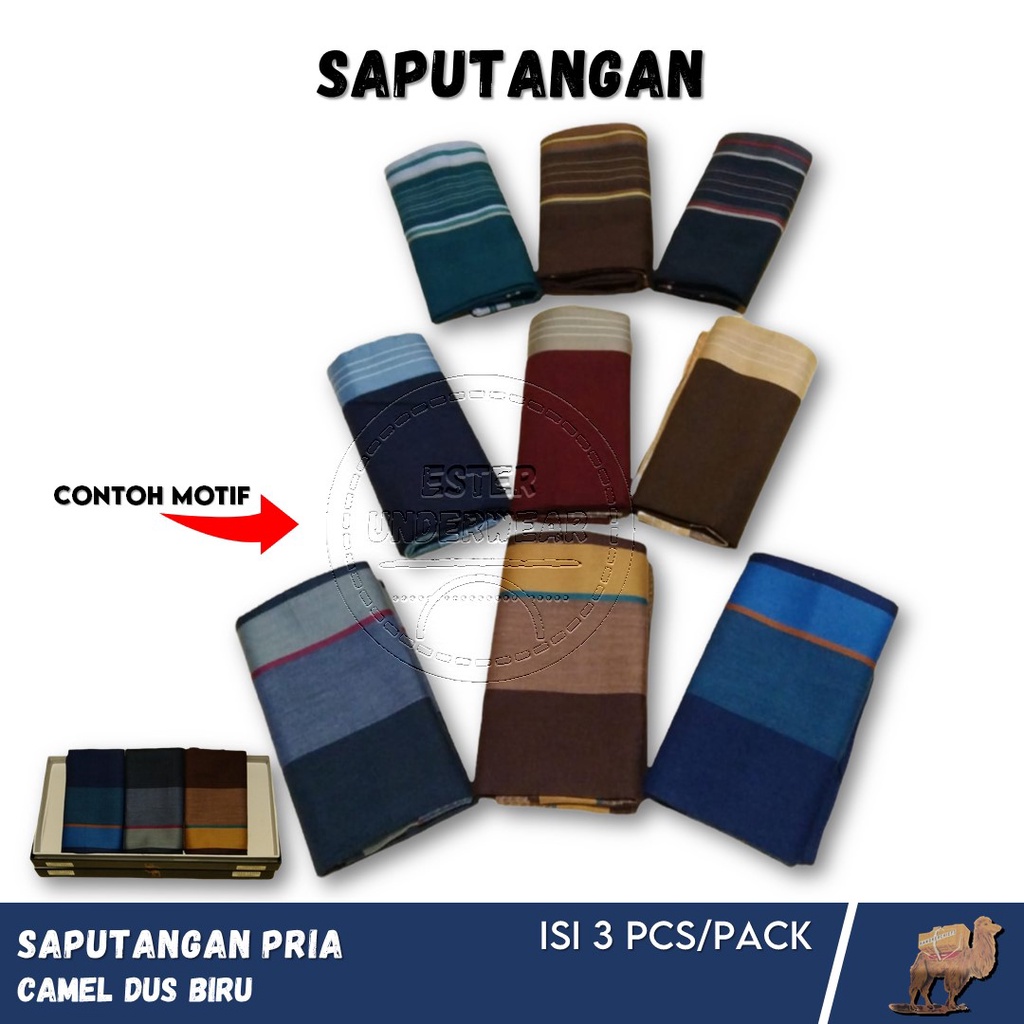Saputangan Pria Camel Biru Halus isi 3Pcs