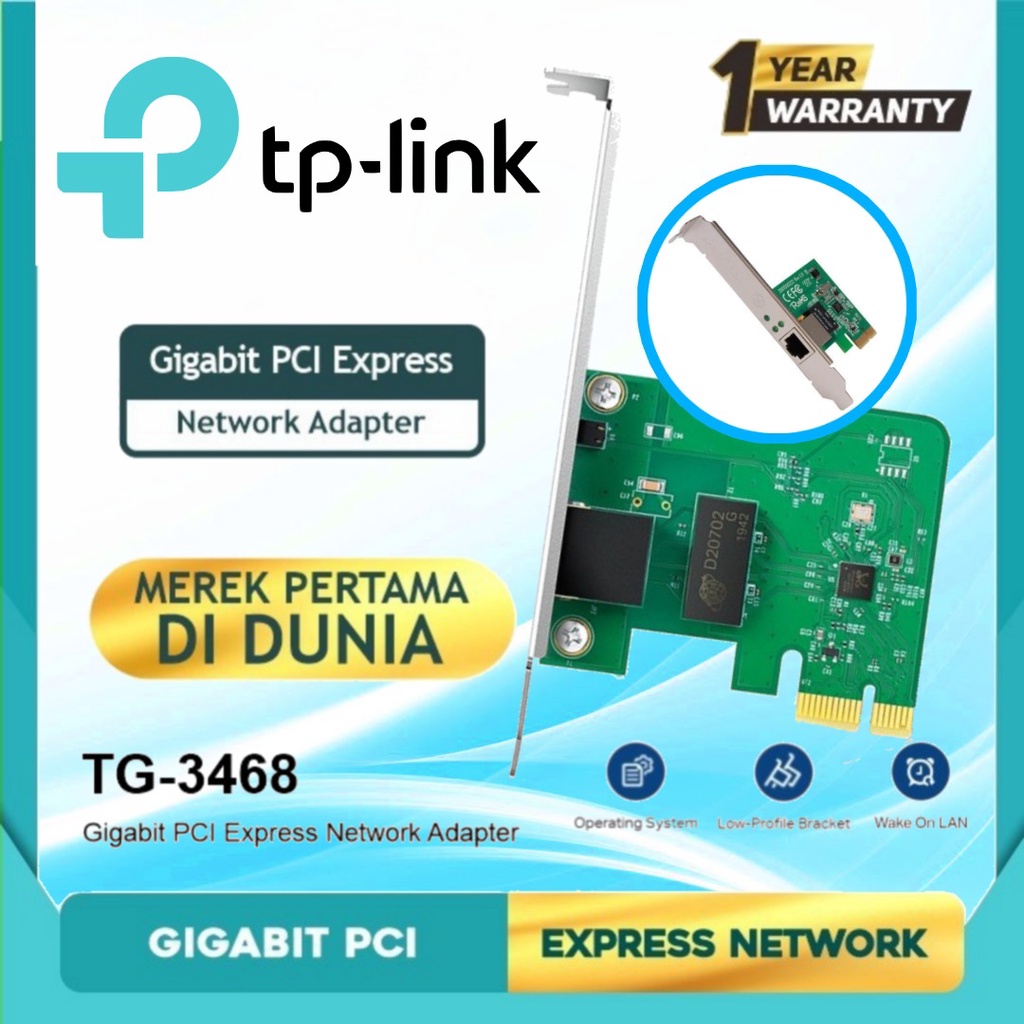 Lan Card Tp-Link Gigabit PCI Express TG-3468 VERSI 4.0 Network Adapter TG 3468 Tplink Tp Link Lancard