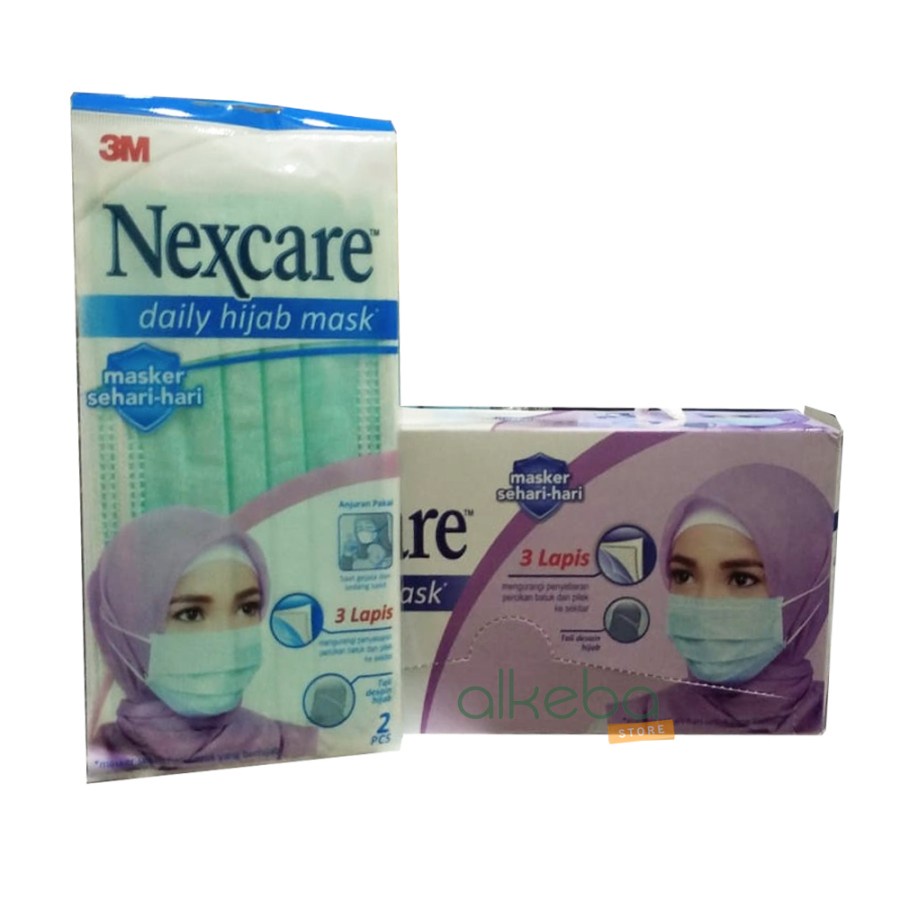 Masker medis 3 ply 3M nexcare model hijab 3 lapis filter per dus isi 24