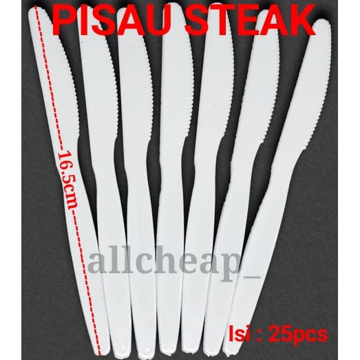 isi 25pcs PISAU STEAK PLASTIK PUTIH SUSU KUAT PISAU STICK TEBAL