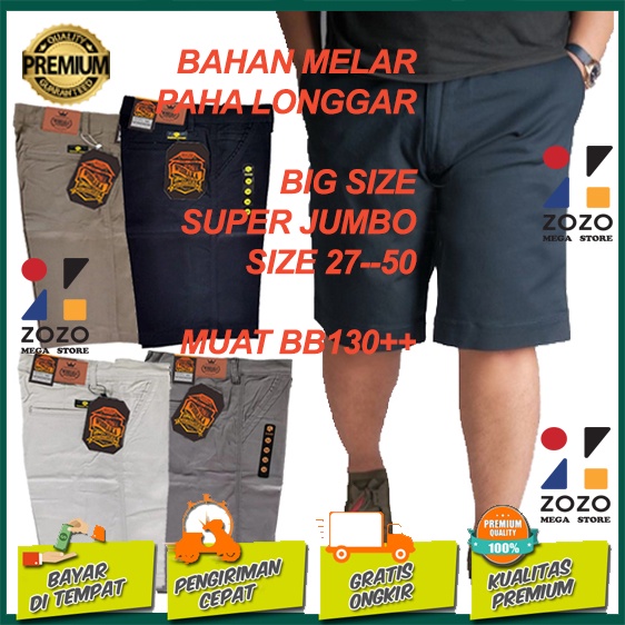 Celana Pendek Pria Jumbo Big Size 27-52 Chino Streach Original Bahan Melar Distro Premium