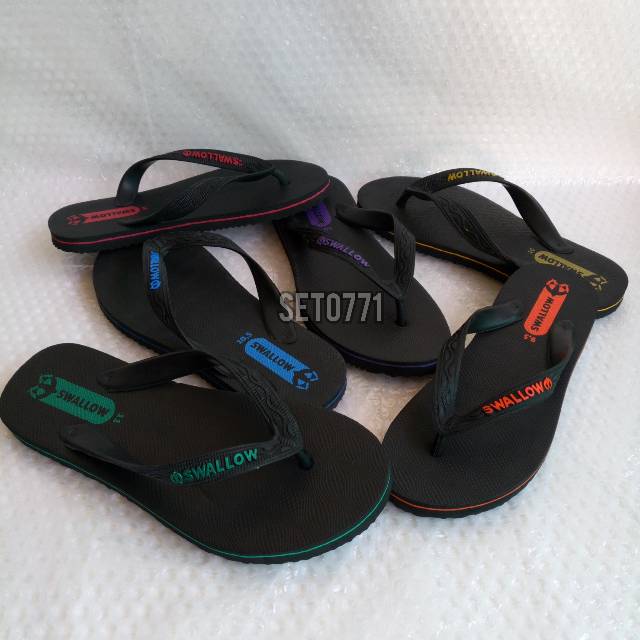 Sandal Japit M02 Swallow Hitam Unisex Sendal Jepit Black Pearl Original Pria Wanita Cowok Swalow-5