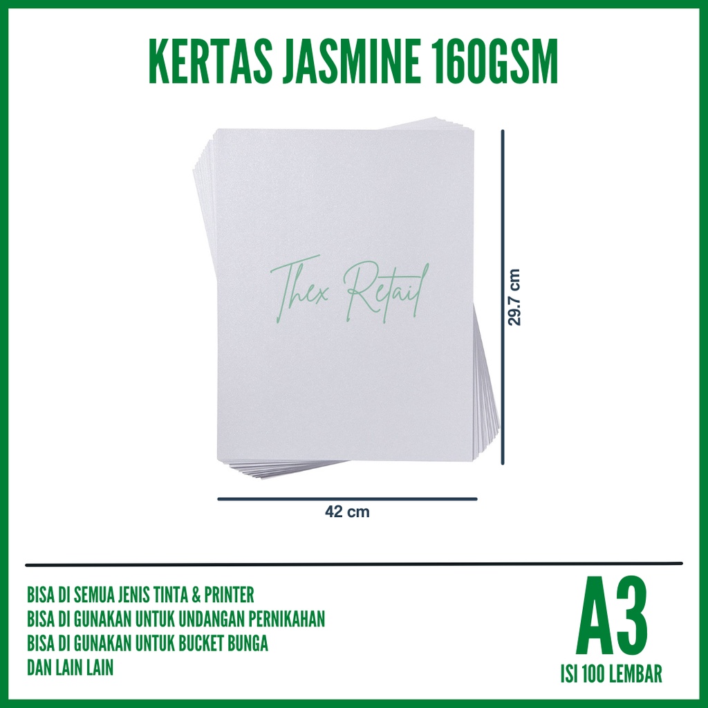 Kertas A3 Undangan Jasmine isi 100 lembar / Kertas Jasmine A3 / Kertas Glitter A3 Jasmine