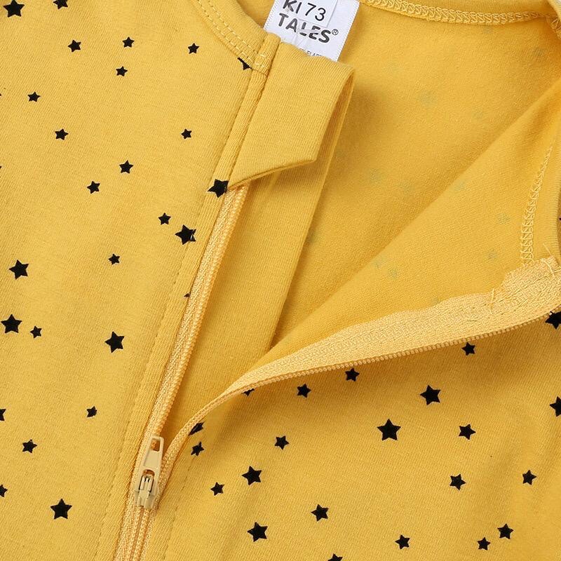 BABY K2 - Baby short sleeve zippersuit motif star yellow