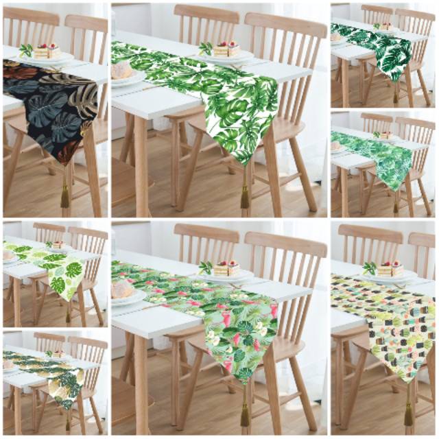 TABLE RUNNER TAPLAK MEJA  140x40 CM MOTIF DAUN / ABSTRAK / MIX