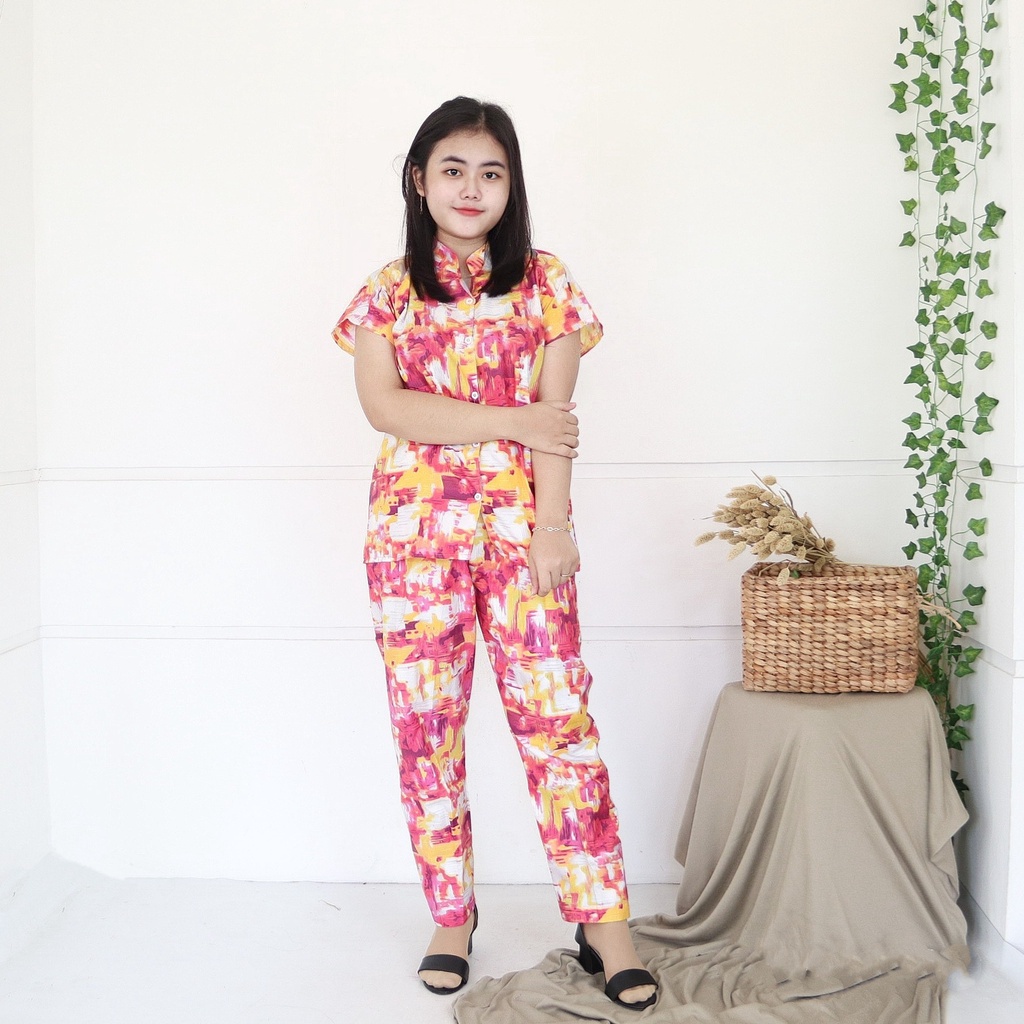 IZANY Piyama Anak Coway / Set Coway Size 14 SATIN APPLE banyak motif-LAUREL ORANGE