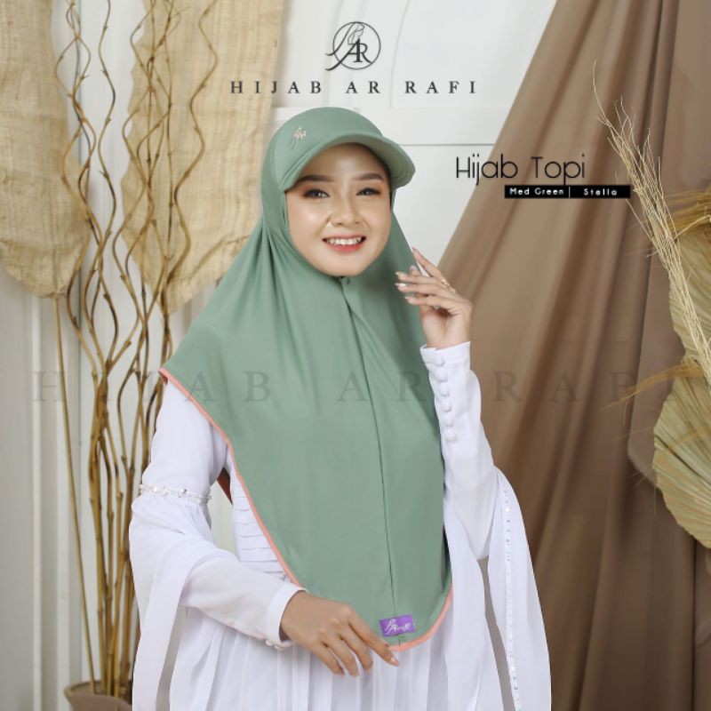 Arrafi Hijab Topi Kode Ar 467 / kerudung jilbab topi arrafi instan bestseller 2020-Med green