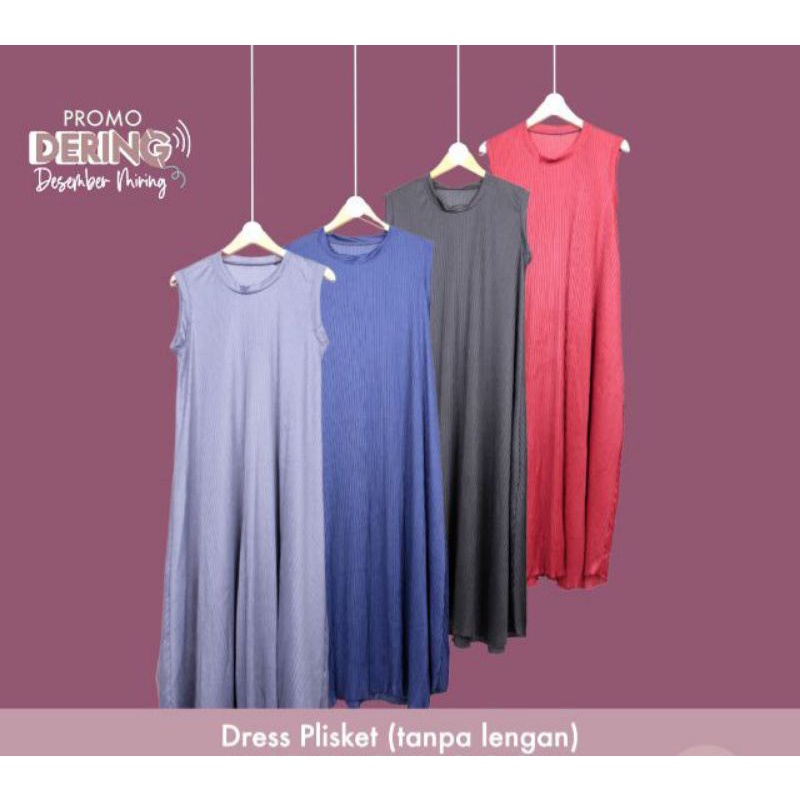 Dress plisket tanpa lengan