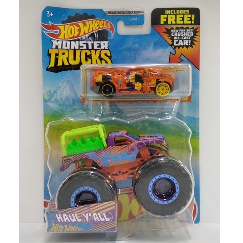 Diecast Hot Wheels Monster Trucks HAUL Y ALL x CRUSHED VAN BLIND SIDED Jam 64 HW Combo Crushed Car