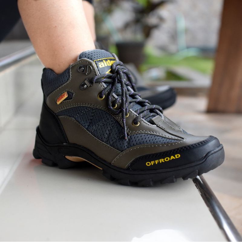 ALDER Sepatu Gunung Pria Model Boots tinggi Size 39-43 Sol karet upper kulit sintetis Sepatu Pria