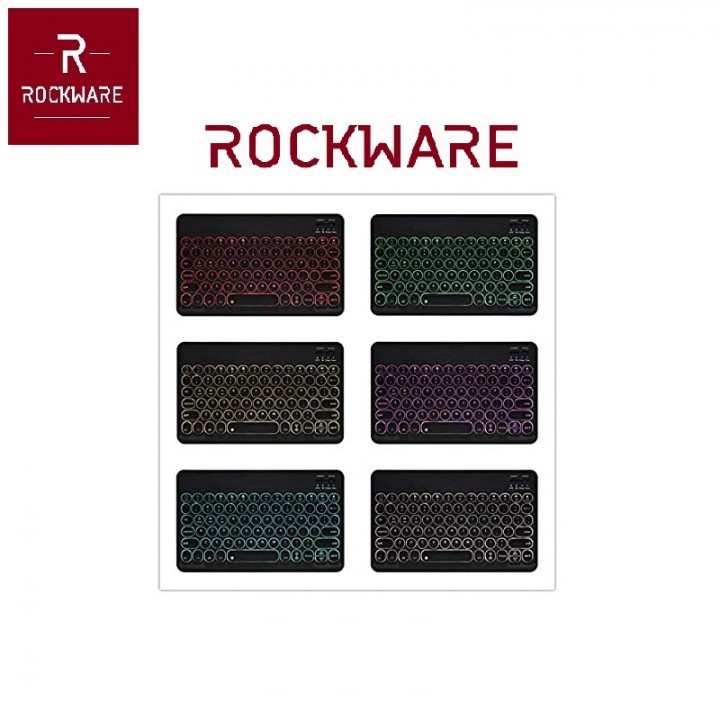 #TMAY21-39 ROCKWARE RW-0301D - Universal Slim Bluetooth Backlit 7 LED Keyboard