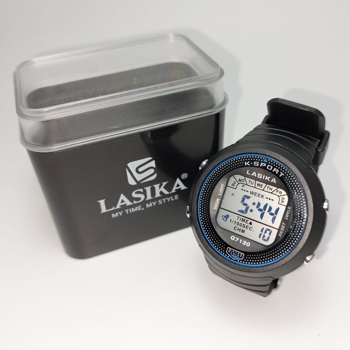 Jam Tangan Lasika Free Box Digital Sporty Type 7130 Layar Putih Anti Air