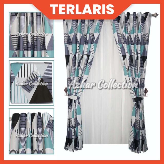 SARAE - Gorden Katun Murah Terlaris Blackout Hordeng Kain Minimalis Motif Baru Tinggi 200 dan 225cm