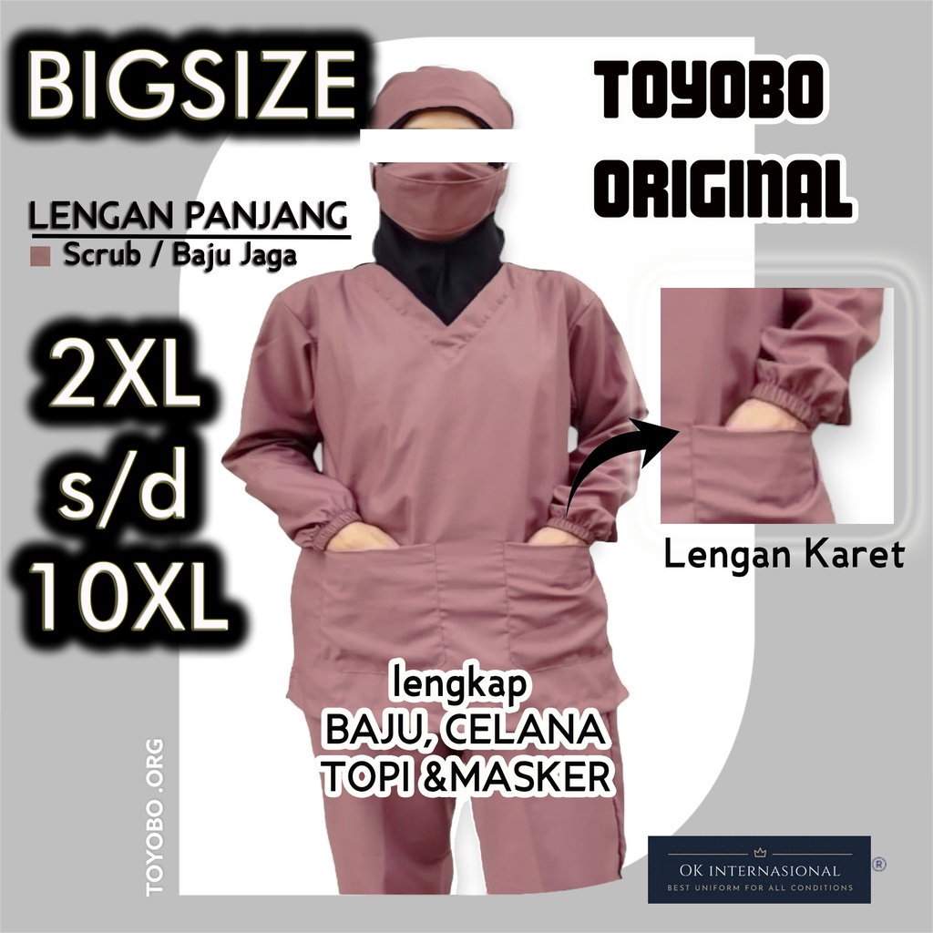 BIG SIZE 10XL!  BAJU JAGA LENGAN PANJANG KARET ok oka Dokter Perawat Tenaga Medis Toyobo Original