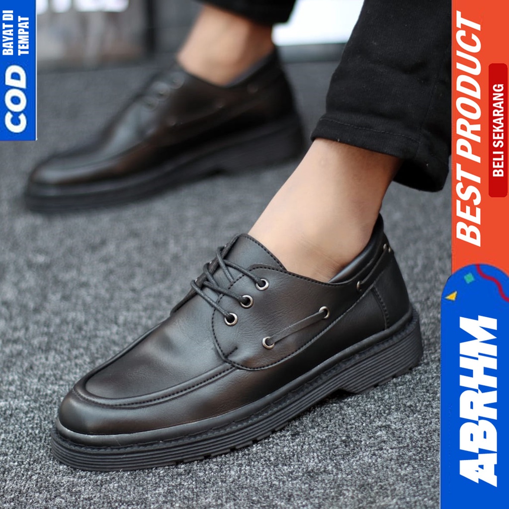 Sepatu Formal Docmart Pantofel Kerja Hitam Pria Abrhm Lulja