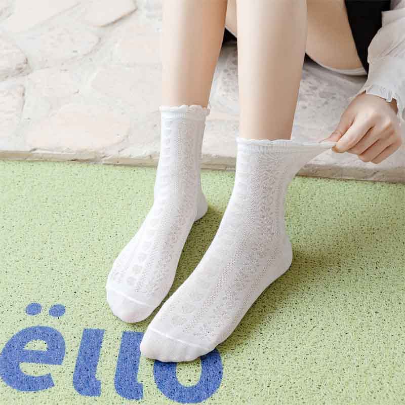 KK-58 kaos kaki lolita pendek socks renda rajut love autumn winter import jepang korea