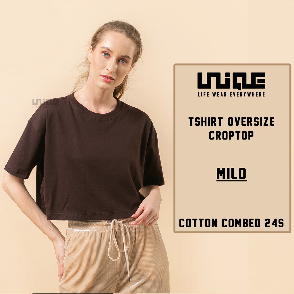 KAOS POLOS CROPTOP OVERSIZE MILO COTTON COMBED 24s WANITA OVERSIZED CROP TOP BAJU KOREA TSHIRT