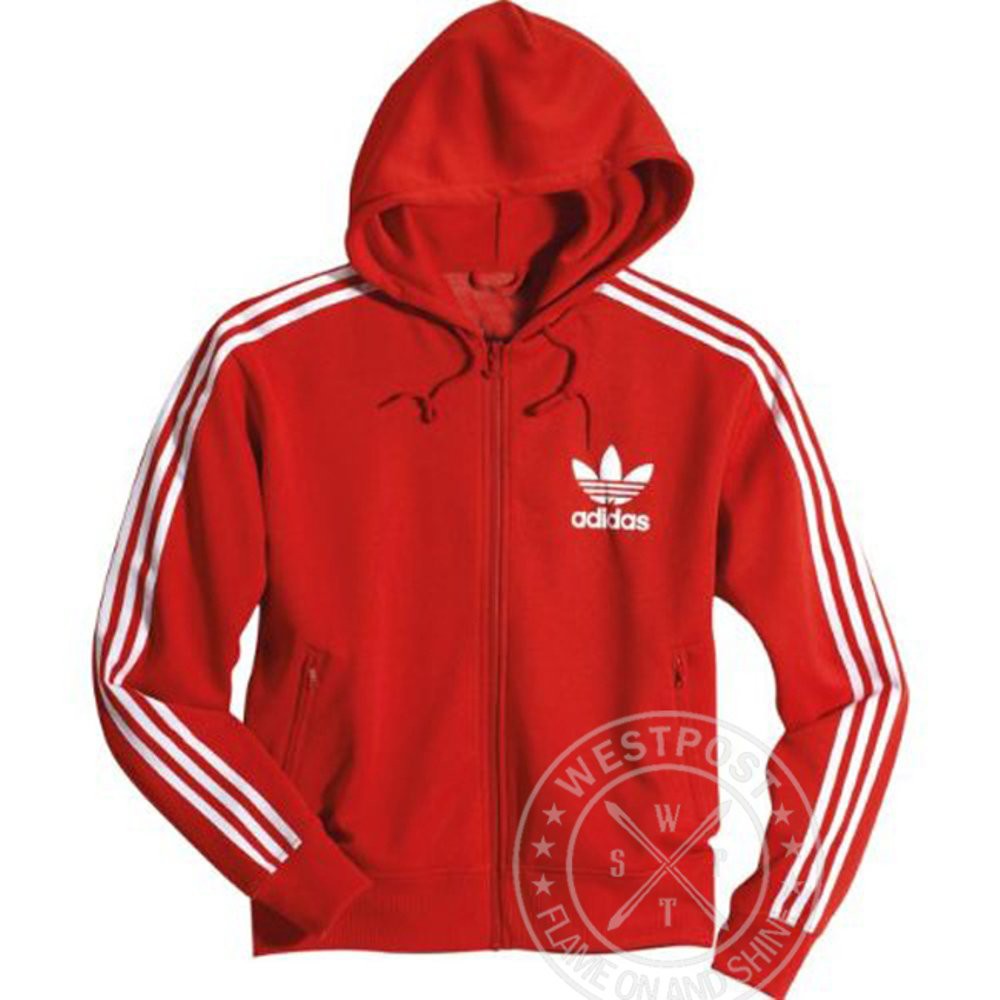JAKET HOODIE ZIPPER ADIDAS KLASIK WARNA MERAH TERBARU