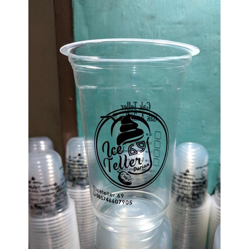 Sablon Gelas  cup 14 os 1 sisi merk HOK tree desain  