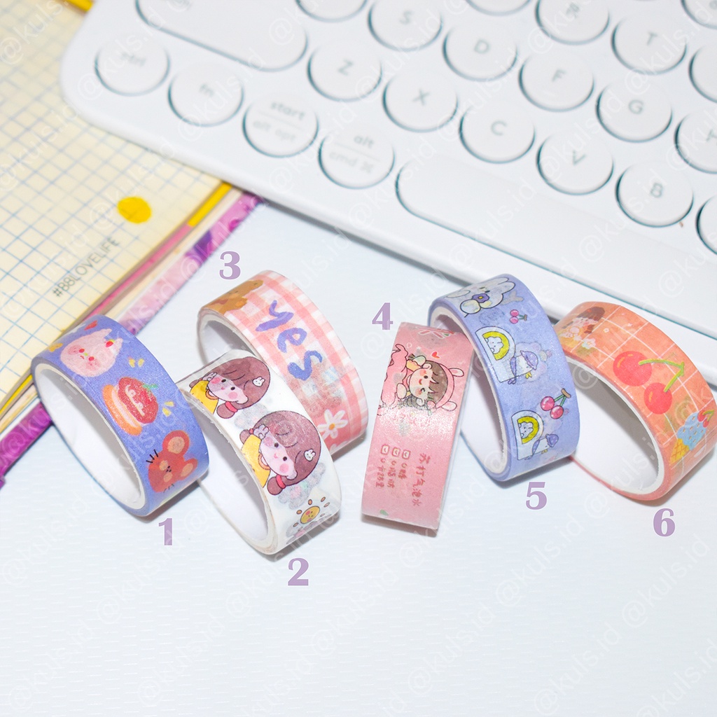 

Washi Tape Kawai Girl Pita Perekat Dekoratif Pita Warna untuk Stiker Scrapbooking DIY Pita Alat Tulis