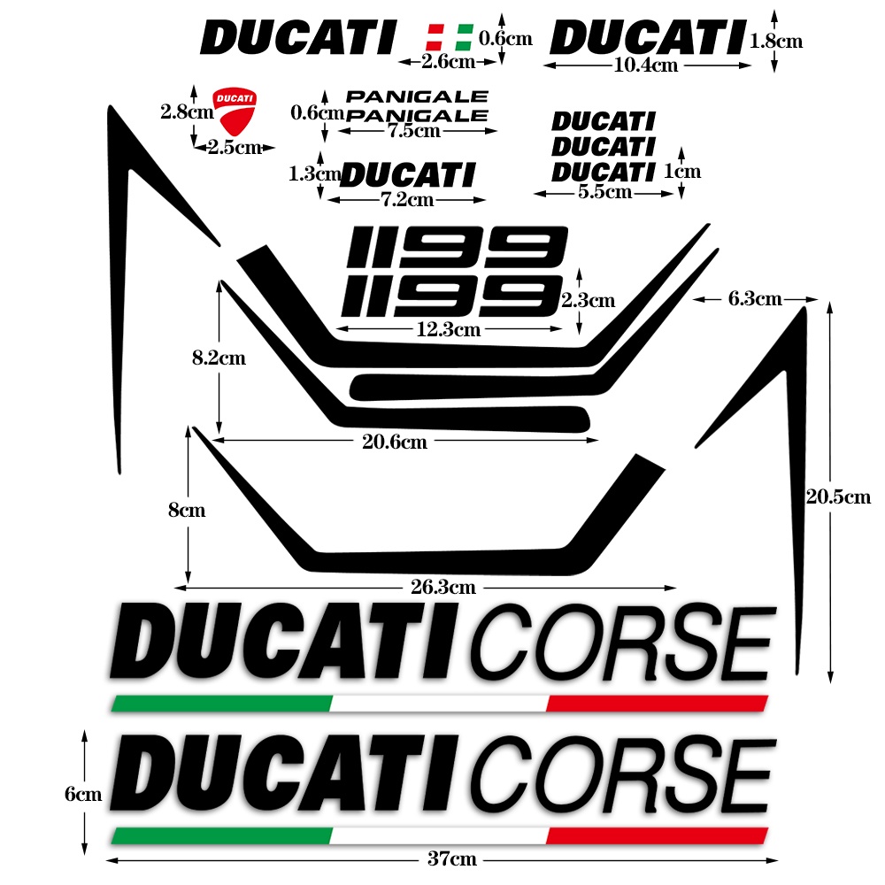 1 SET Sticker Decal Reflektor Dekorasi Tangki Bensin Motor Motif Tulisan DUCATI 1199 Panigale