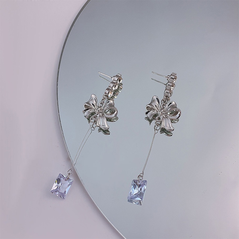 Anting Stud Desain Pita Bahan S925 Silver Needle Zircon Metal Gaya Korea Untuk Perempuan