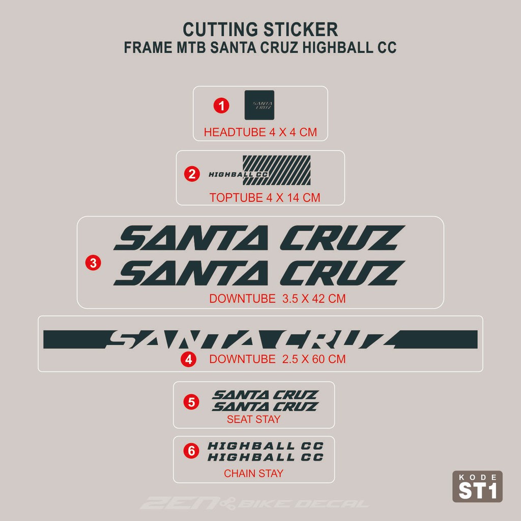 STICKER FRAME SEPEDA MTB MOTIF SANTA CRUZ