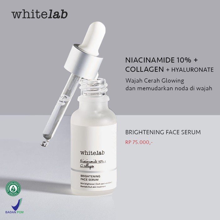 [COD] Whitelab Brightening Face Serum dengan Niacinamide 10% Mencerahkan dan Menutrisi Kulit Membuat Wajah Tampak Lebih Cerah Lembab &amp; Glowing Alami - 20ML BPOM