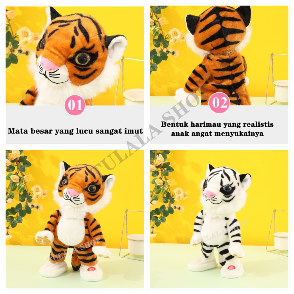 [TULALA SHOP]dance harimau/menggelengkan kepalanya dan memutar simulasi boneka Elektronik harimau menari harimau bernyanyi kartun mainan boneka mewah