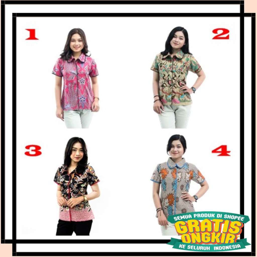 BATIK SEMARANG MURAH - TERBARU TERKINI / Kemeja Batik Wanita Batik Dua Putri Atasan Wanita Size S