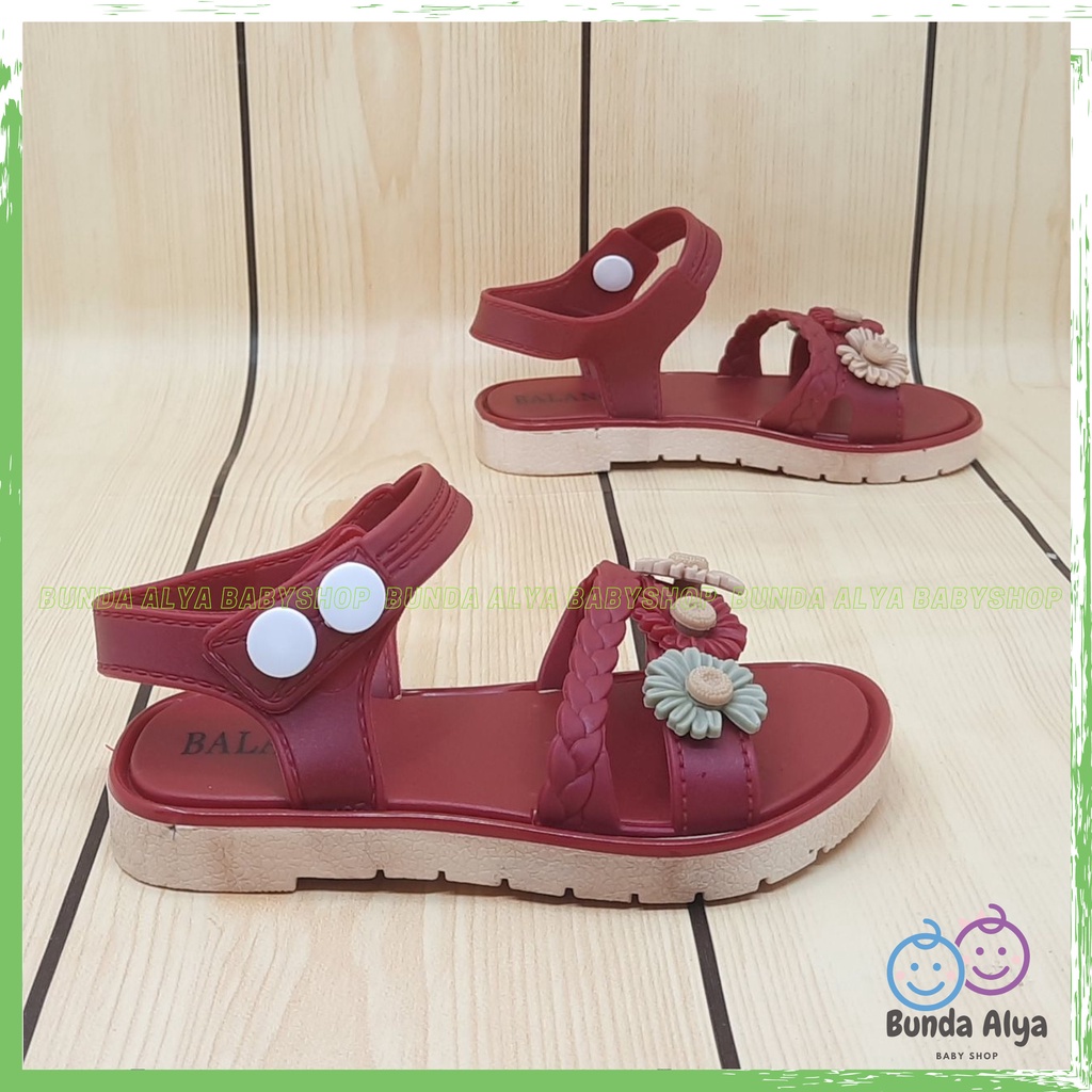 Sendal Anak Perempuan IMPORT Usia 3 Sampai 7 Tahun MARUN Model Tali Sepatu Sandal Anak Cewek Motif Bunga Lucu Kekinian Anti Slip Size 24 Sampai 35