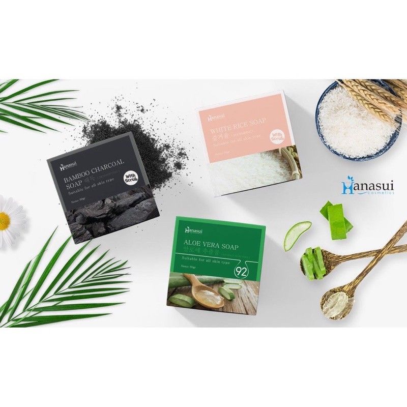 Hanasui Bamboo Charcoal Bar Soap | Hanasui Sabun Charcoal | Body Bar Soap 60 gr | Hanasui Bamboo Charcoal Soap | Sabun Hanasui | Sabun Arang | Sabun Beras Hanasui