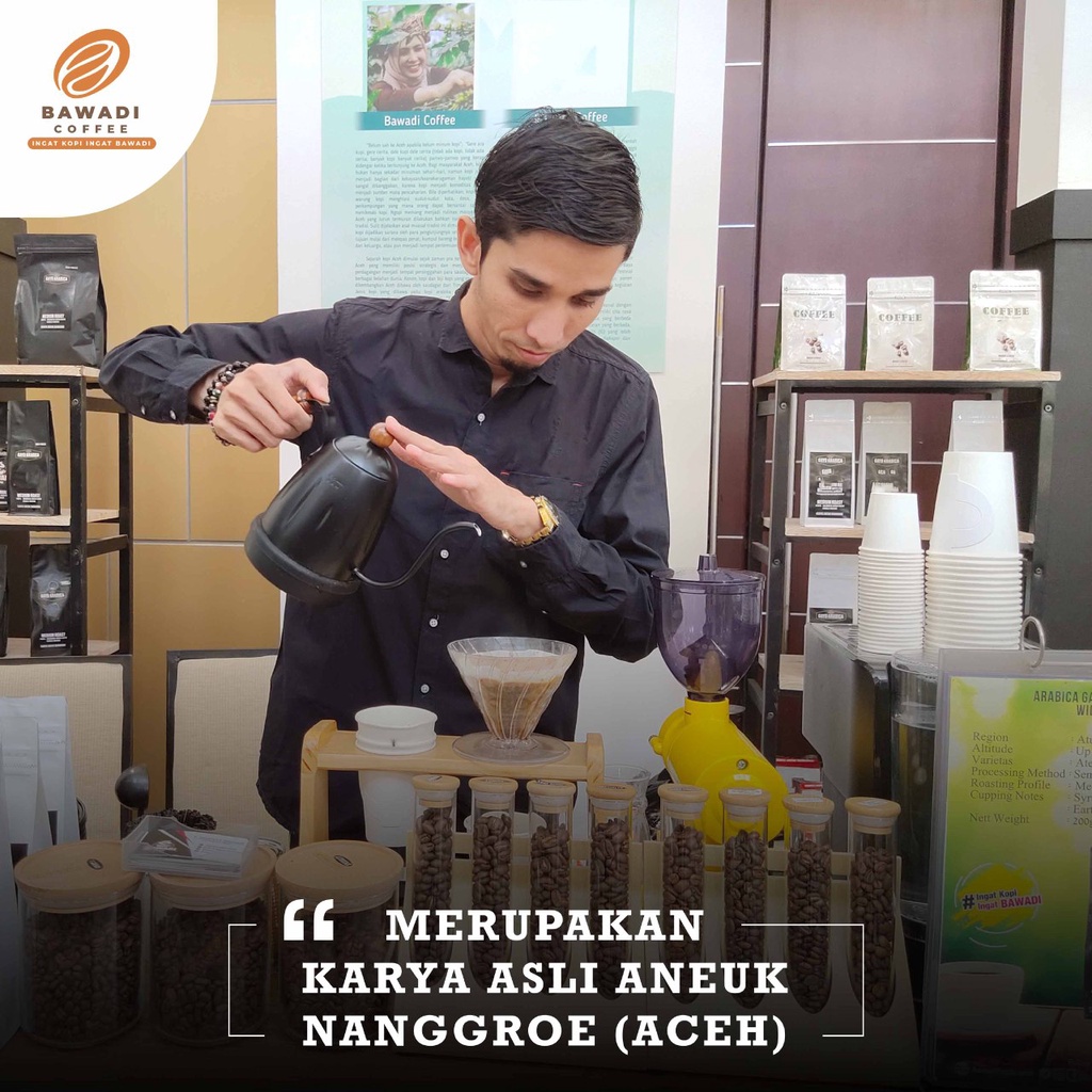 Kopi Arabica Peaberry 200gr - Bawadi Coffee - Arabica Gayo Premium - Kopi Aceh Jantan - Kopi -