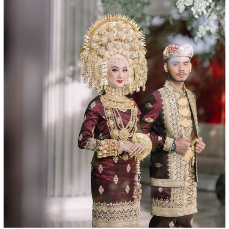 BAJU PENGANTIN ADAT MINANG PADANG BAHAN SONGKET SILUNGKANG ORIGINAL