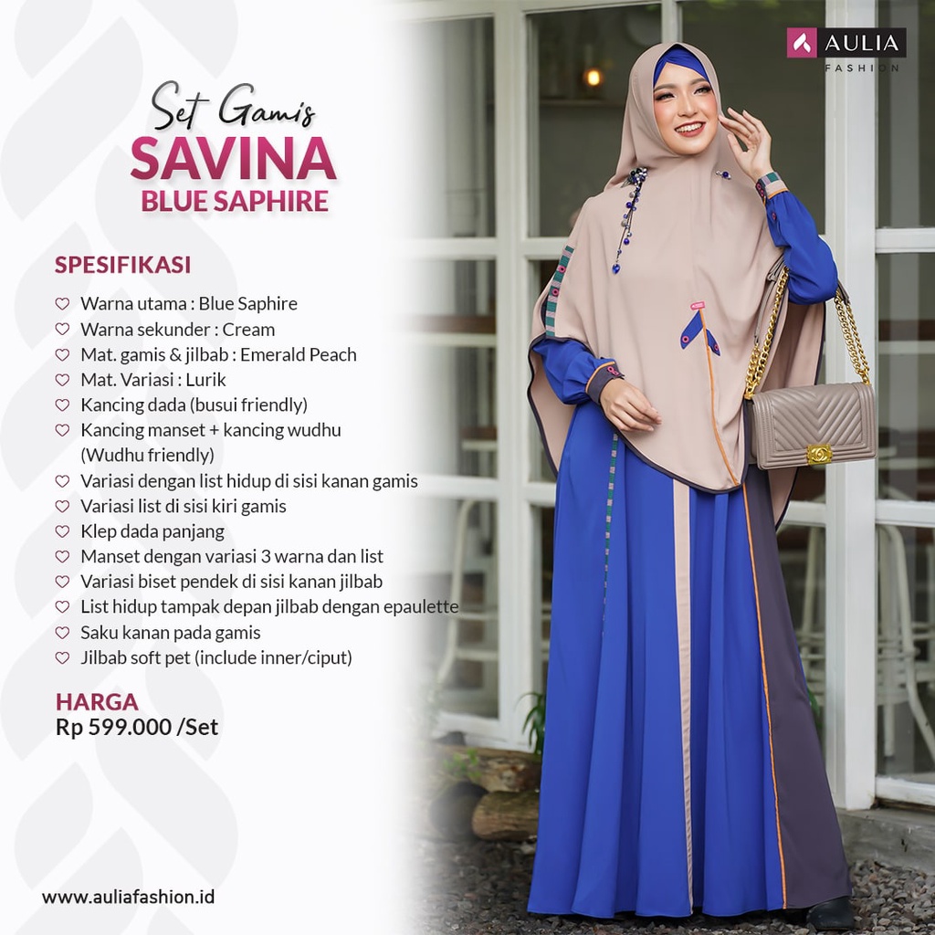 Set Gamis AULIA SAVINA BLUE SAPHIRE