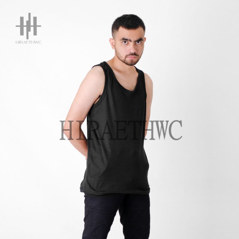 Hiraethwc:Singlet Polos Singlet Hitam Katun Tanktop Pria Wanita Keren Murah Terbaik