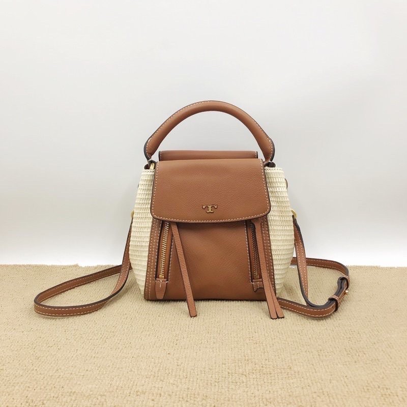 TORY BURCH HALF MOON MINI STRAW BAG