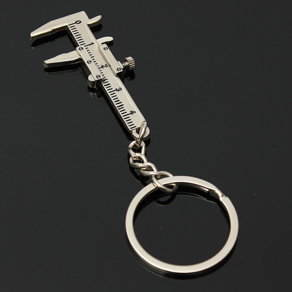 MXBEAUTY 1Pcs Keyring Novelty Vernier Caliper Key Chain Silver Slide Ruler Movable Useful Metal Jewelry Accessories/Multicolor