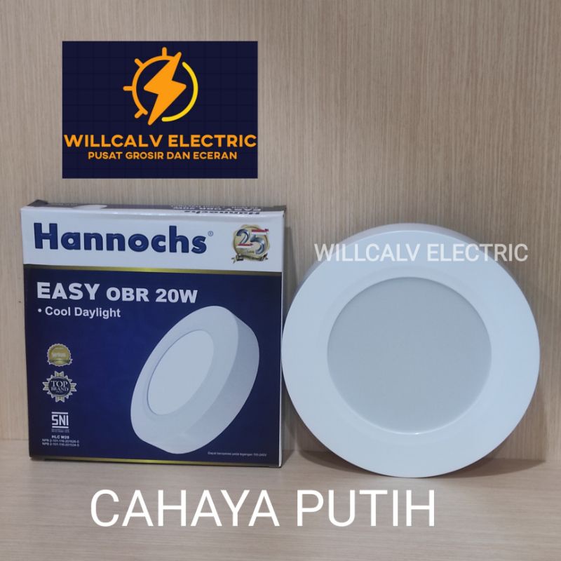 HANNOCHS EASY OBR 20W 20 WATT CAHAYA PUTIH / LAMPU PANEL OB BULAT HANNOCHS 20W 20 WATT CAHAYA PUTIH