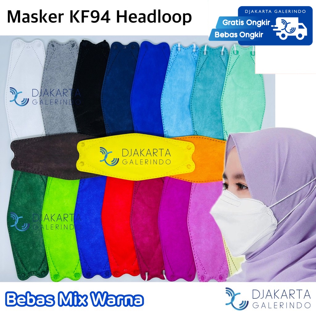 Masker KF94 Hijab / KF94 Headloop 4PLY Korea KPOP