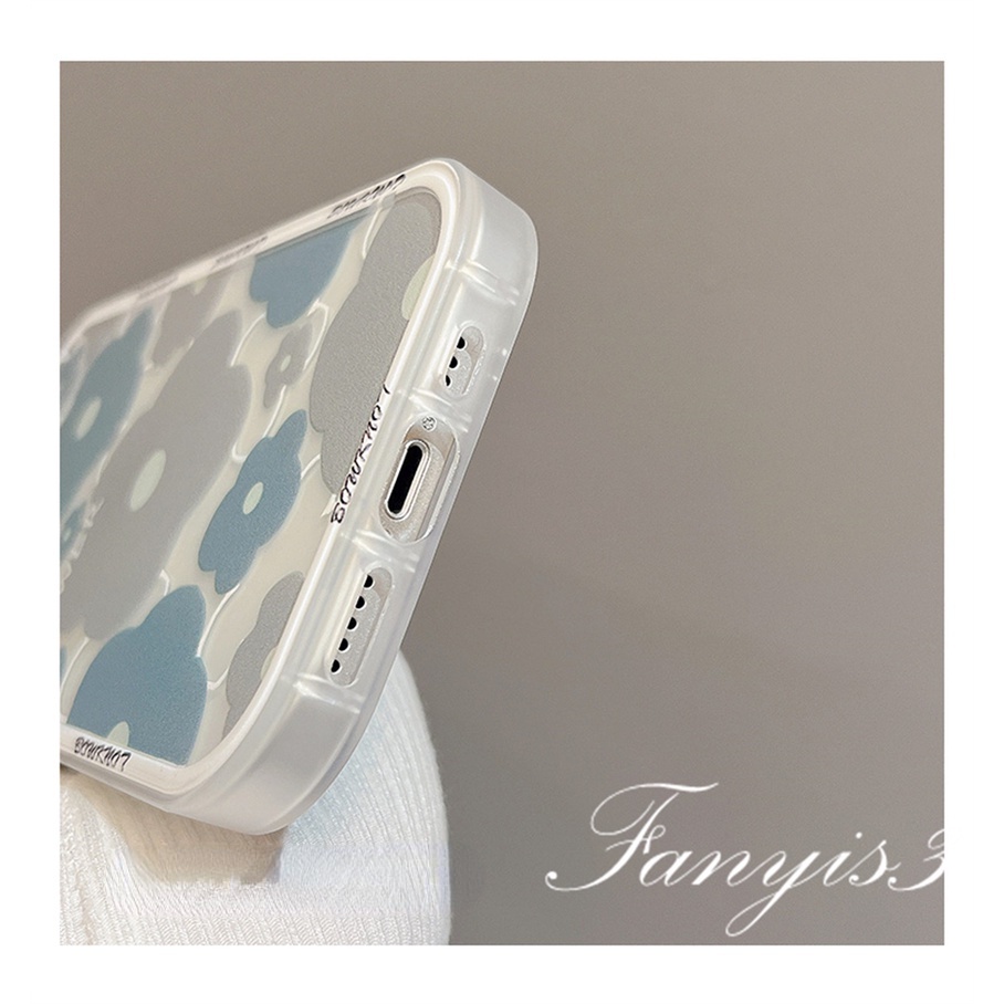 Compatible For iPhone 14 13 12 11 Pro Max X XR Xs Max 8 7 6 6s Plus SE 2020 Soft Case Pelindung Tanpa Lanyard Motif Bunga Biru Untuk