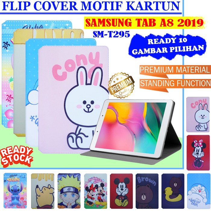 Samsung Galaxy Tab A8 A 8 2019 NO S Pen SM-T295 Flip Case Casing Cover Gambar Motif Kartun Anak Lucu
