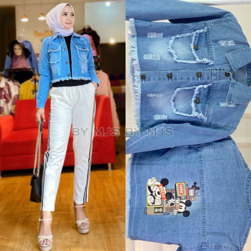 JAKET MICKEY IMPORT JEANS / JAKET JEANS CROP