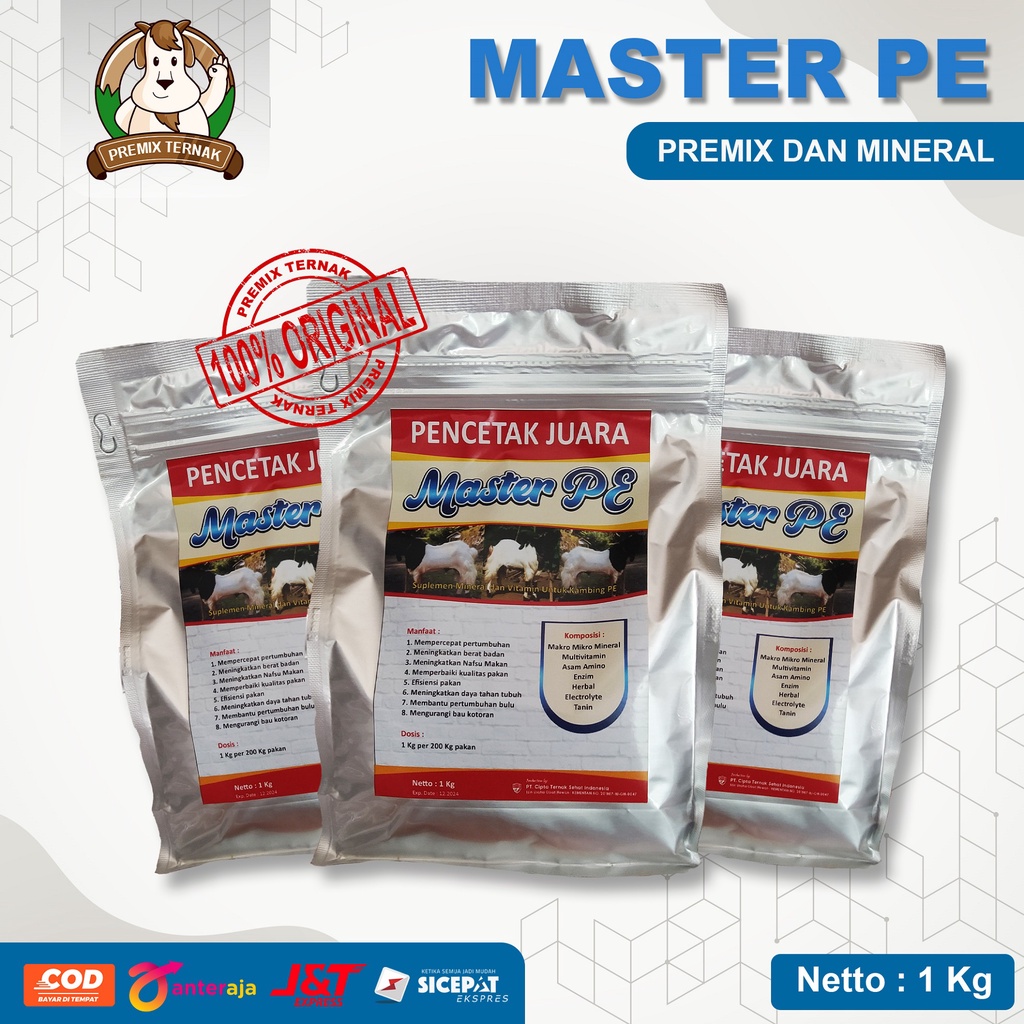 PREMIX MASTER PE 1KG - PREMIX PE KONTES - Suplemen kambing PE breeding dan kontes komplit berkualitas - Premixternak