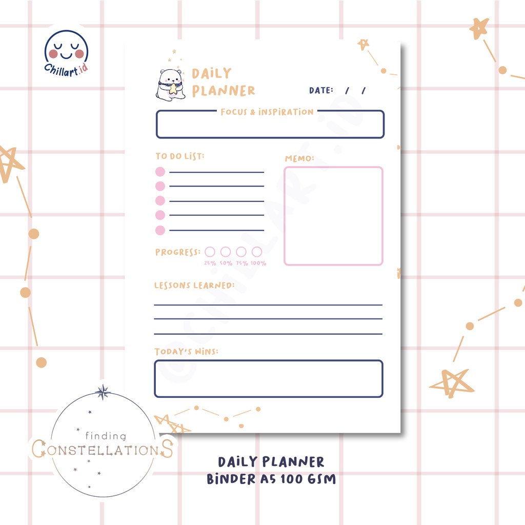 

[chillart.id] DAILY/Work/Study PLANNER Loose Leaf Binder A5 20 ring | B5 26 ring, TBAL 100 GSM FREE GIFTS LIMITED
