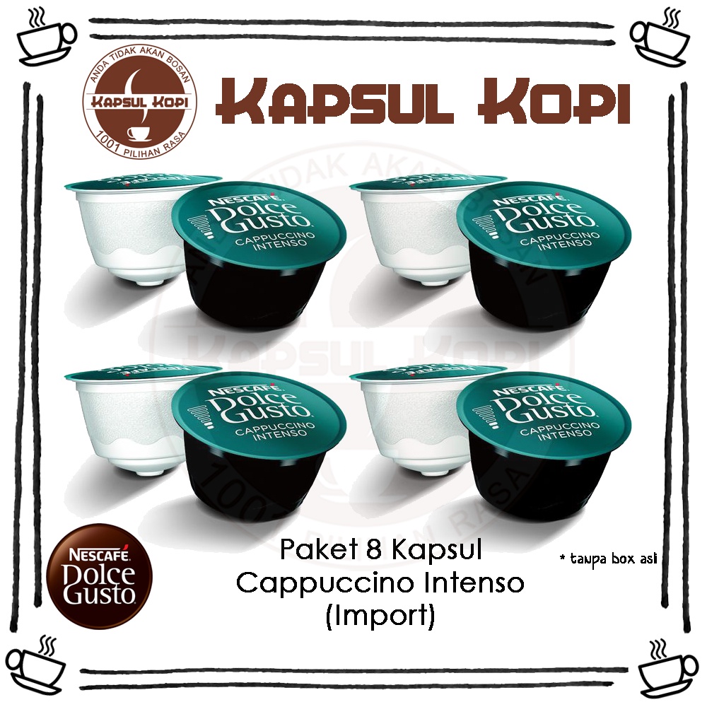 

Paket 8 KapsulKopi Cappuccino Intenso Impor Nescafe Dolce Gusto Import